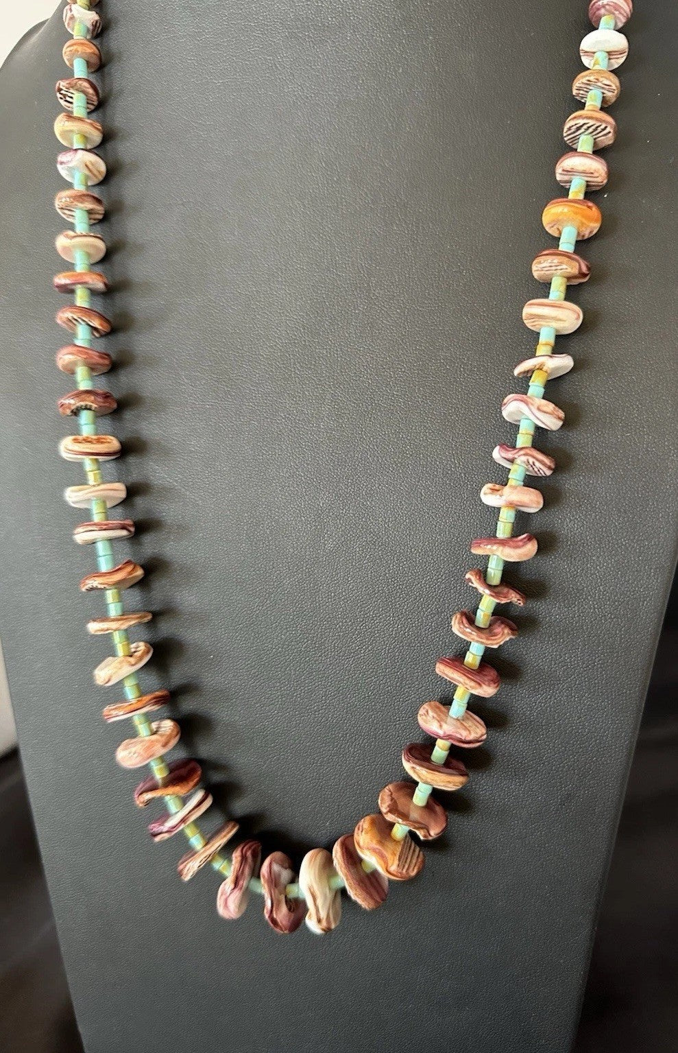 Purple Spiny Oyster Turquoise Navajo Pearls Sterling Silver Necklace 29” 19465