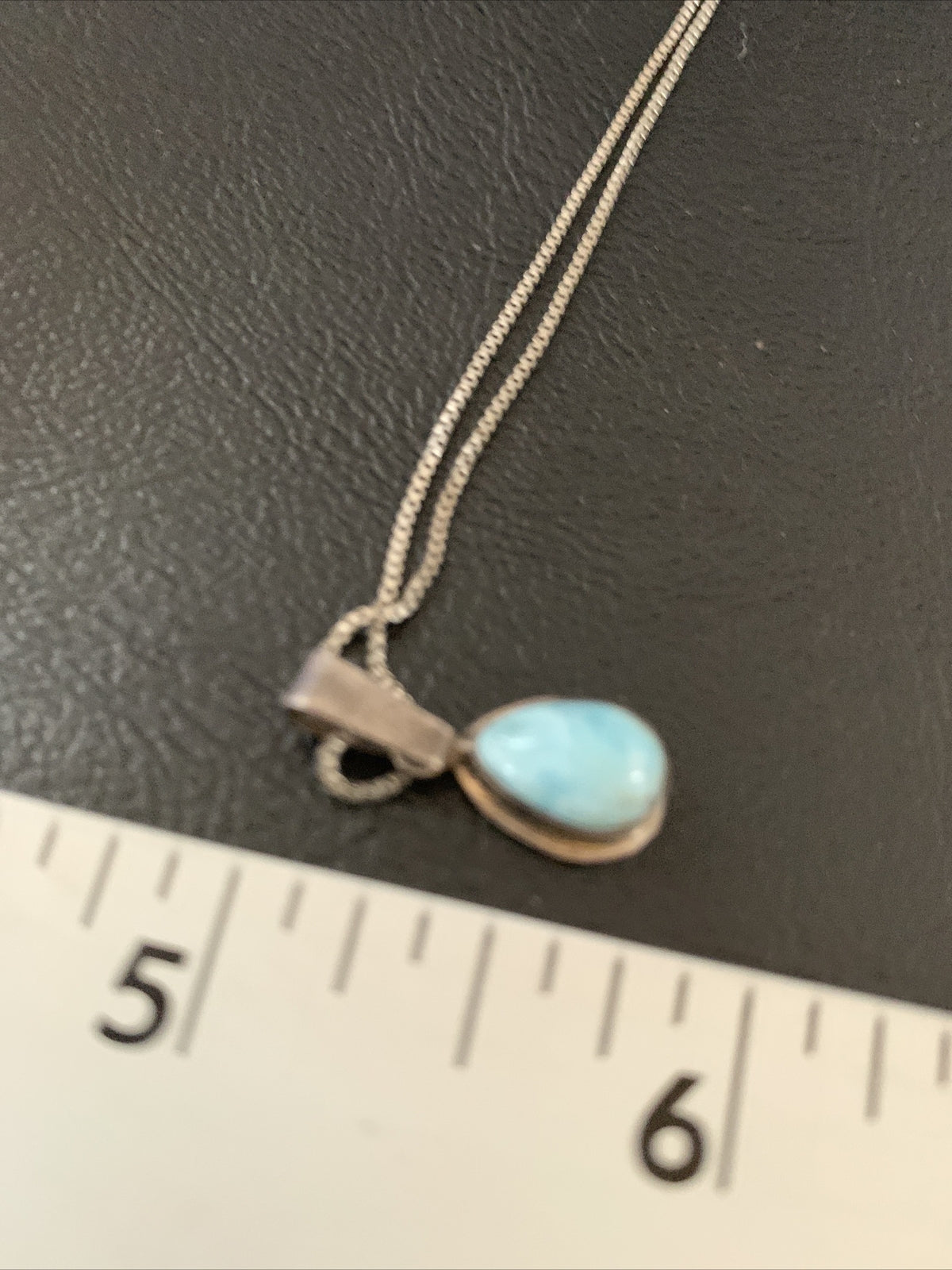 Blue Larimar Minimalist Pendant Navajo Sterling Silver Necklace 18" 17440