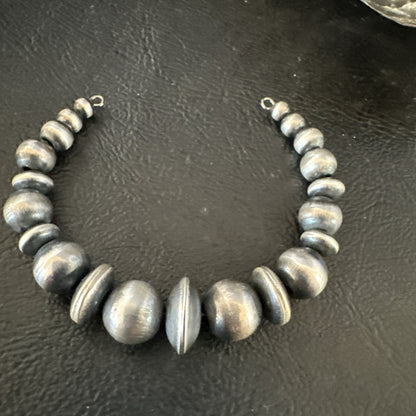Children Navajo Pearls Sterling Silver Bead Stainless Wrap Bracelet 4.5" 19022