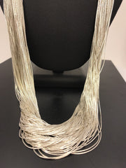 Heishi Tubes Liquid 100 Strands Necklace 28" | Sterling Silver | Authentic Native American Handmade | 14705