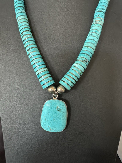Old Pawn Turquoise Necklace Heavy Blue Old Pawn Santo Domingo Southwest 19442