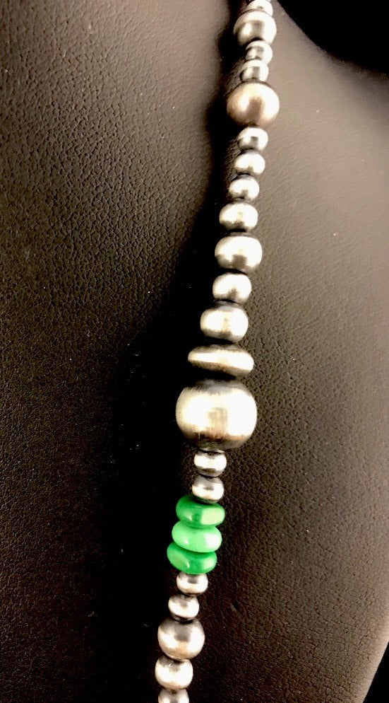 Turquoise Coral Spiny Oyster Sterling Silver Beads Bead Necklace 92818