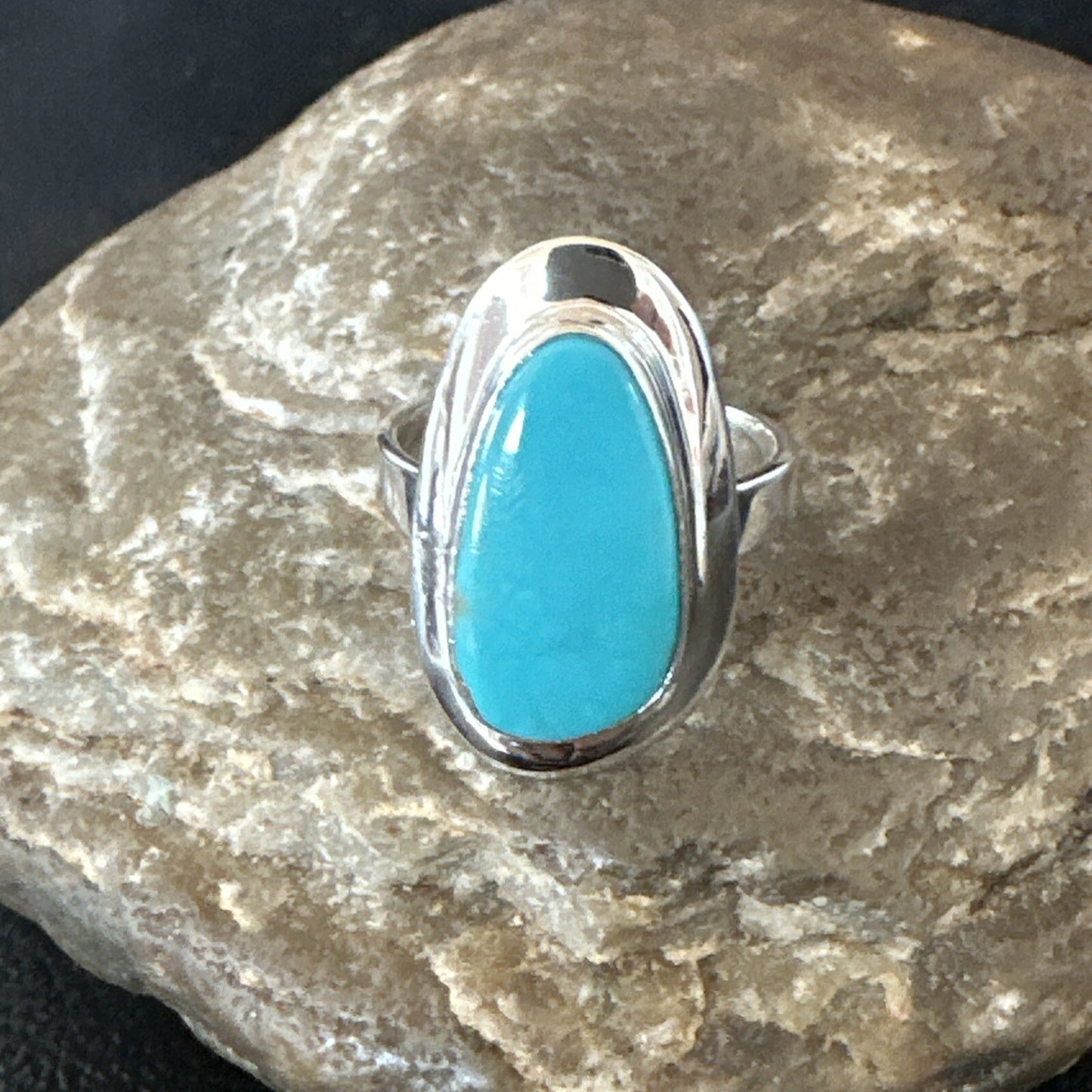 Southwestern Sterling Silver Blue Kingman Turquoise Ring Size 9 18530