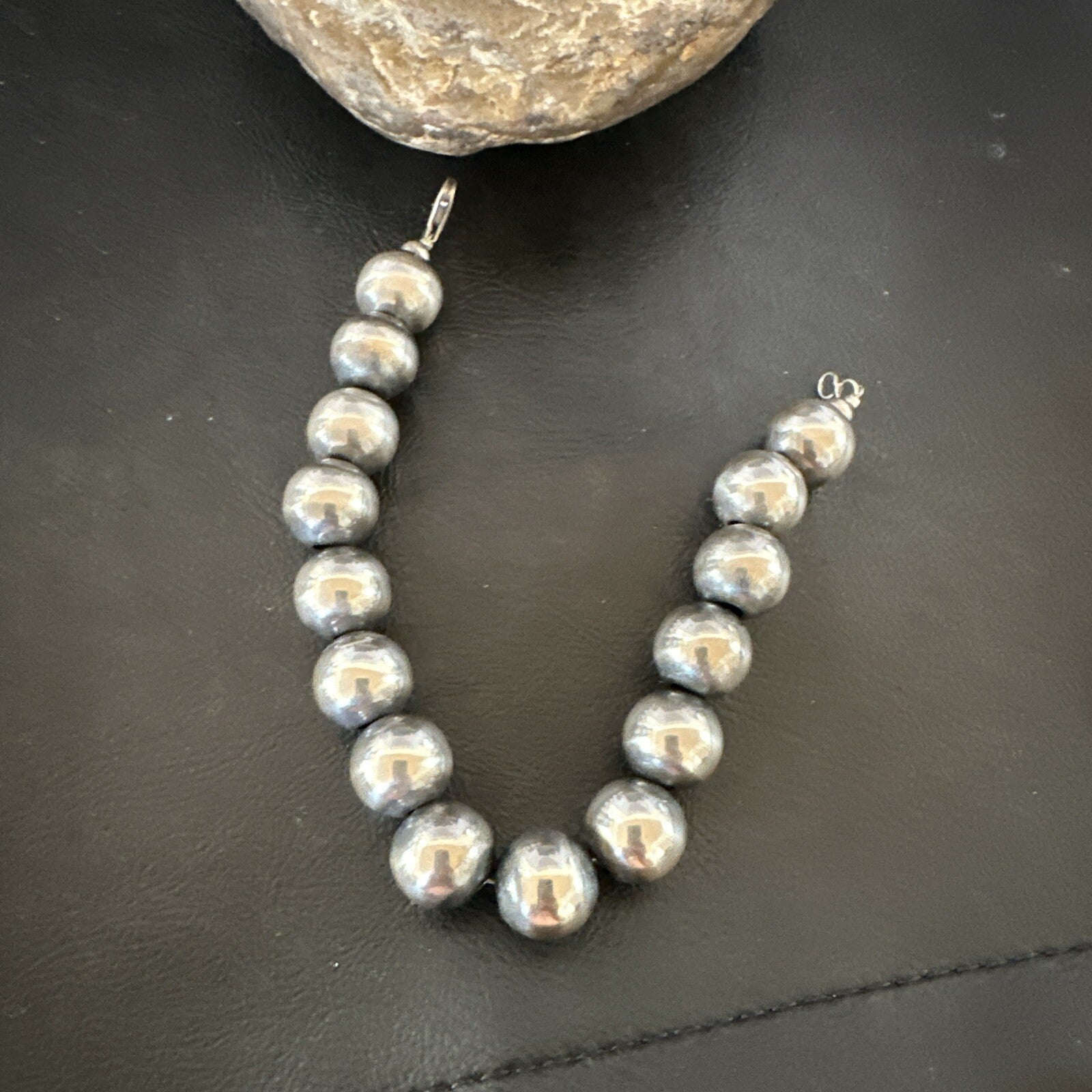 14mm Round Beads 8” Sterling Silver Beads Bracelet 91408