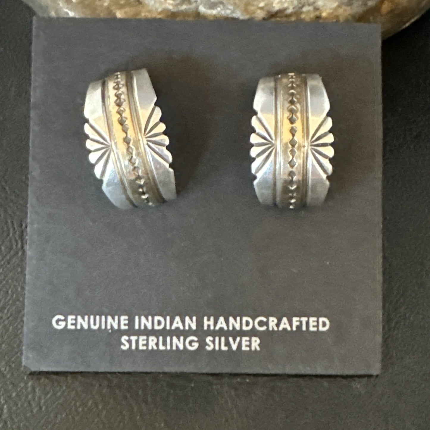 Old Pawn Navajo Stamped GF Sterling Silver Native American Earrings 19091