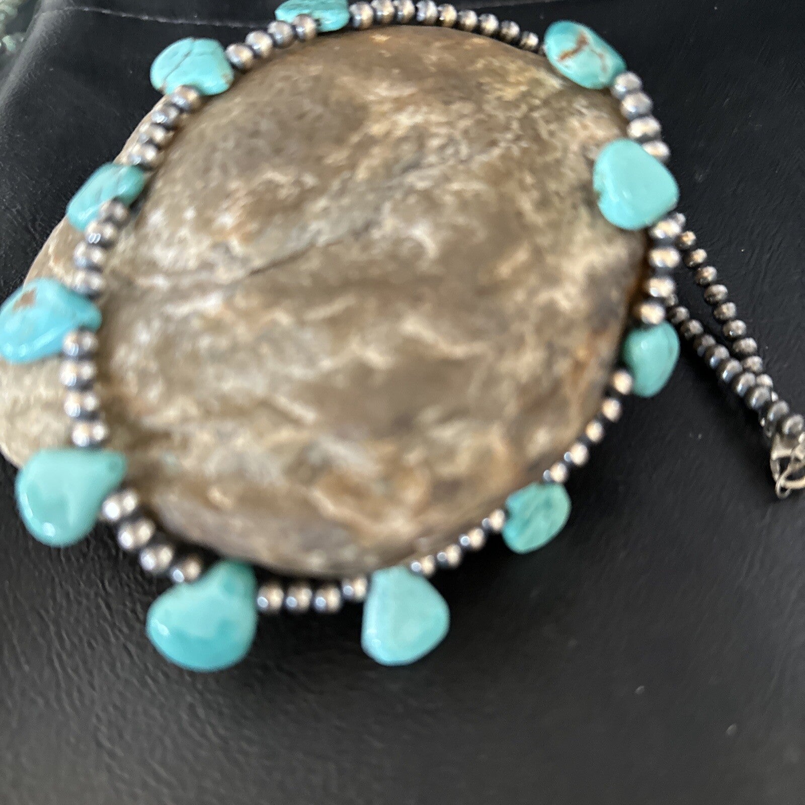 20in Teardrop Navajo Pearls Sterling Silver Blue Turquoise Necklace 14733
