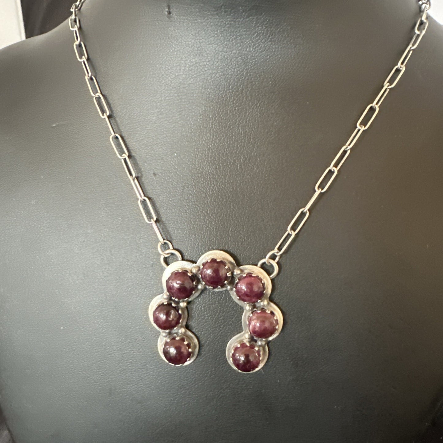 Purple Spiny Oyster Naja Pendant Navajo Sterling Silver Chain 20” Necklace 18853