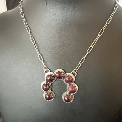 Purple Spiny Oyster Naja Pendant Navajo Sterling Silver Chain 20” Necklace 18853