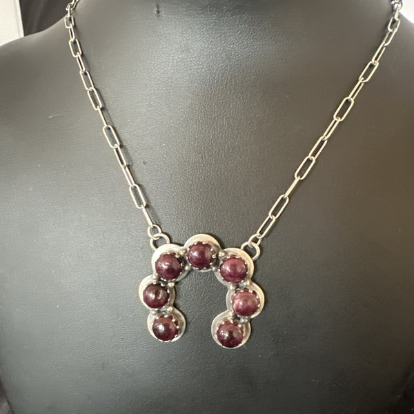 Purple Spiny Oyster Naja Pendant Navajo Chain 20"Necklace | Sterling Silver | Authentic Native American Handmade | 18853