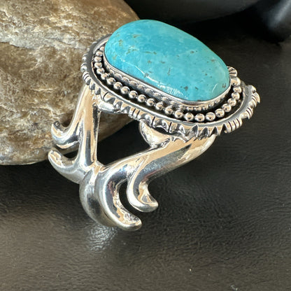 Tufa Women Blue Kingman Turquoise Navajo Sterling Silver Cuff Bracelet 19350