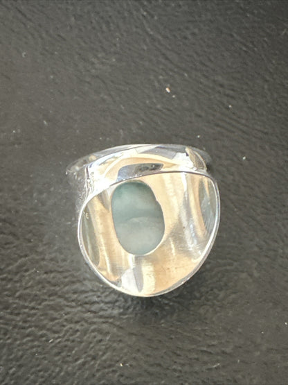 Womens Blue Larimar Navajo Sterling Silver Ring Size 5 17676