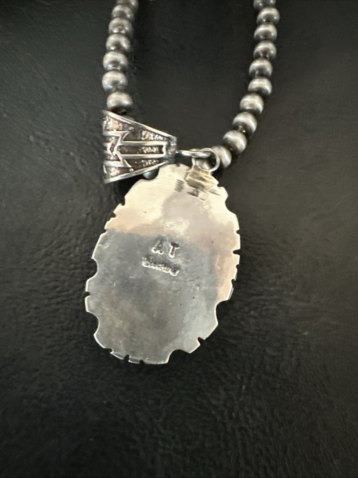 Blue Turquoise#8 Pendant Navajo Pearls Sterling Silver Necklace 18690