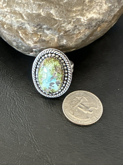 Navajo Sterling Silver Green Royston Turquoise Ring Size 9 19619