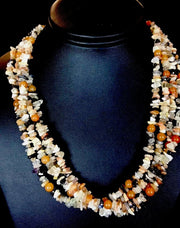 Carnelian 4 strand Navajo Necklace 21" | Sterling Silver | Authentic Native American Handmade | 03333