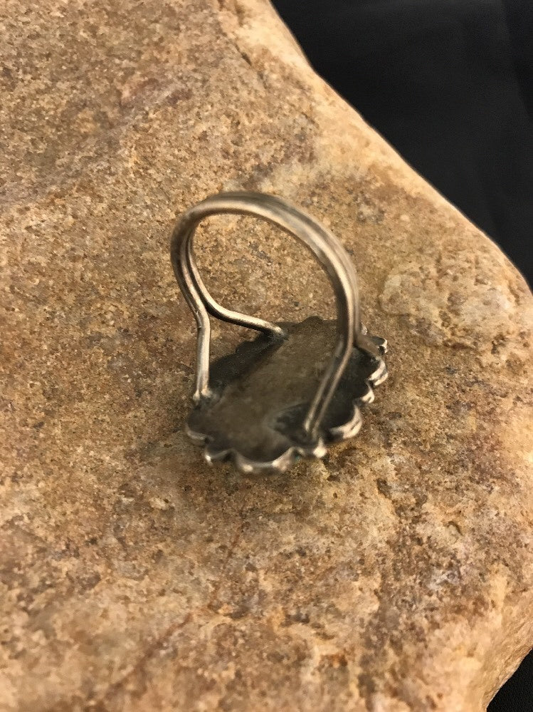 Blue Turquoise Southwestern Indian Sterling Silver Vintage Ring Size 8.5