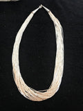 Liquid Silver Heishi 30 Strands Tube Beads 17"Necklace | Sterling Silver | Authentic Native American Handmade | 03698
