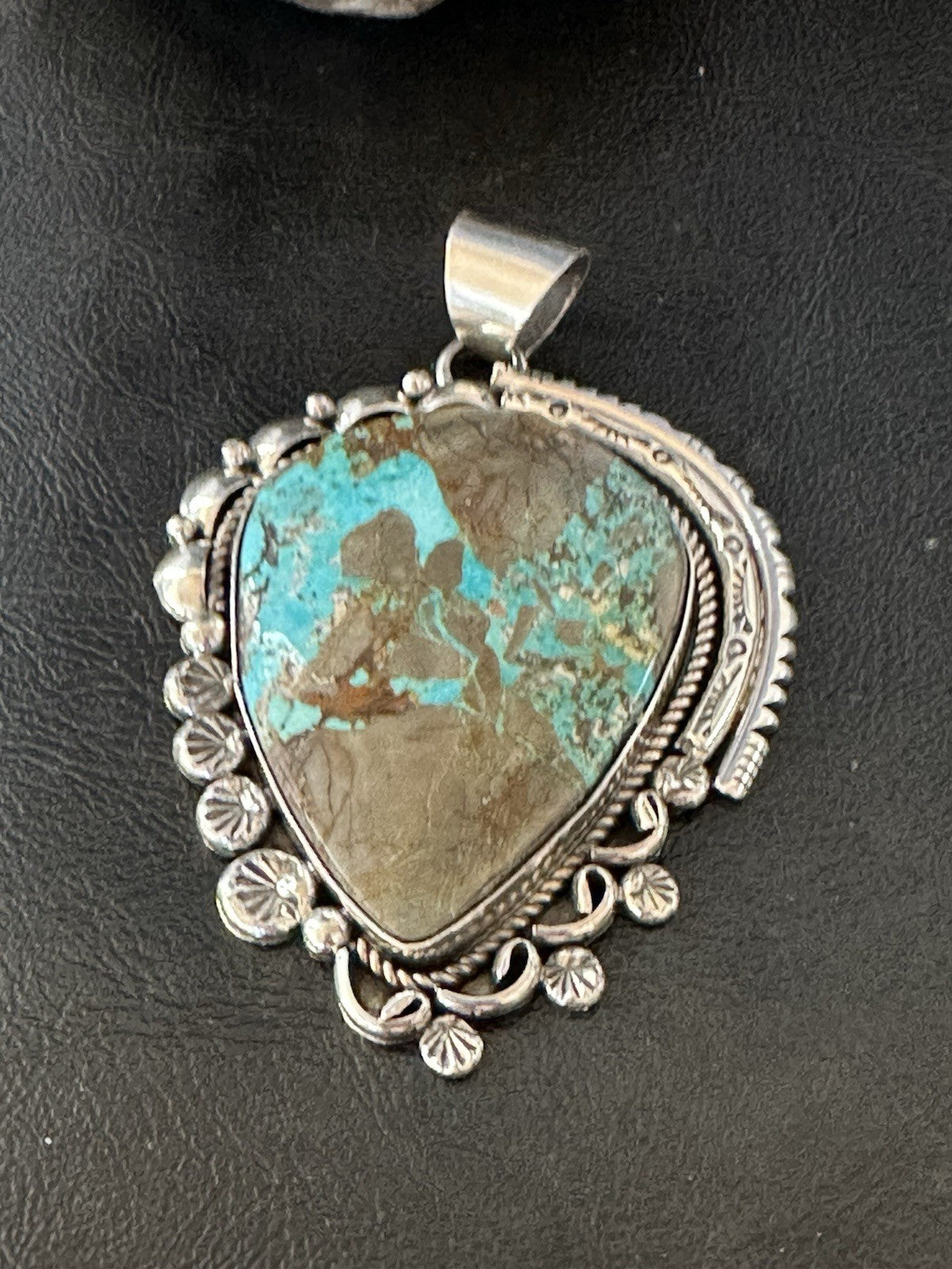 XXL Men Women Blue Turquoise Sterling Silver Pendant Navajo 19529