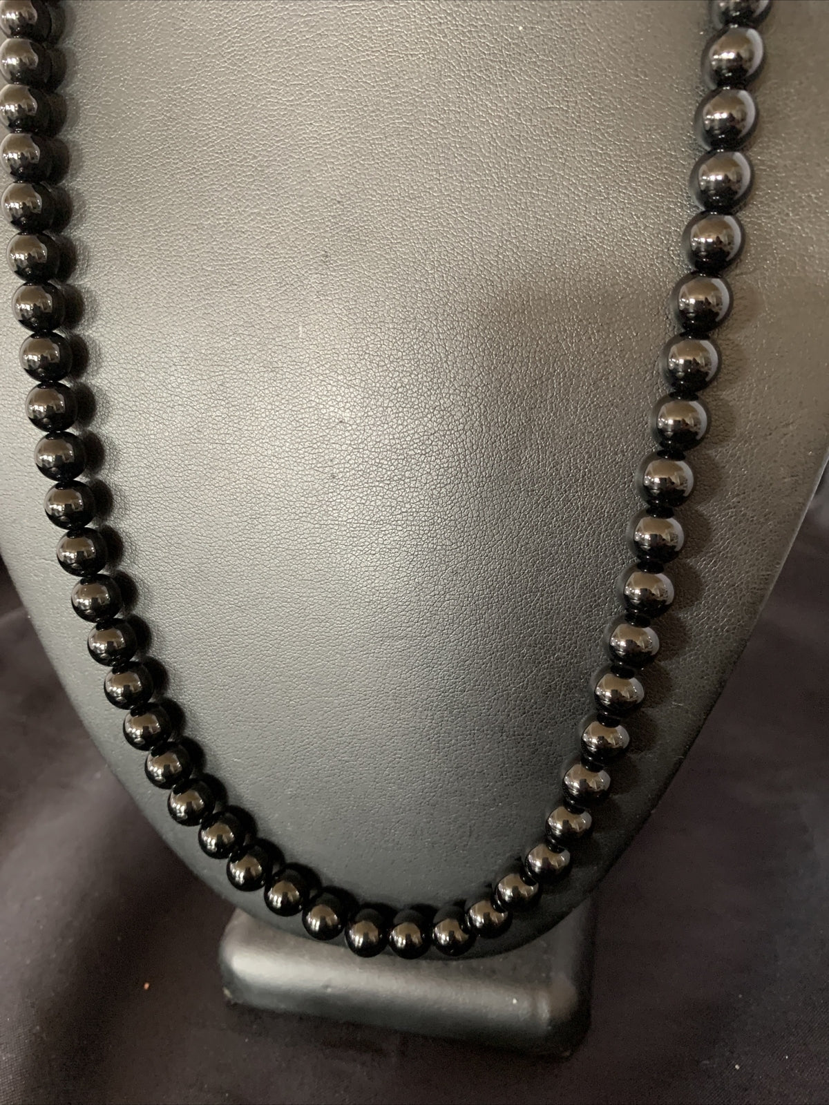 Mens Black Onyx Navajo Pearls Sterling Silver Necklace 23" 12979