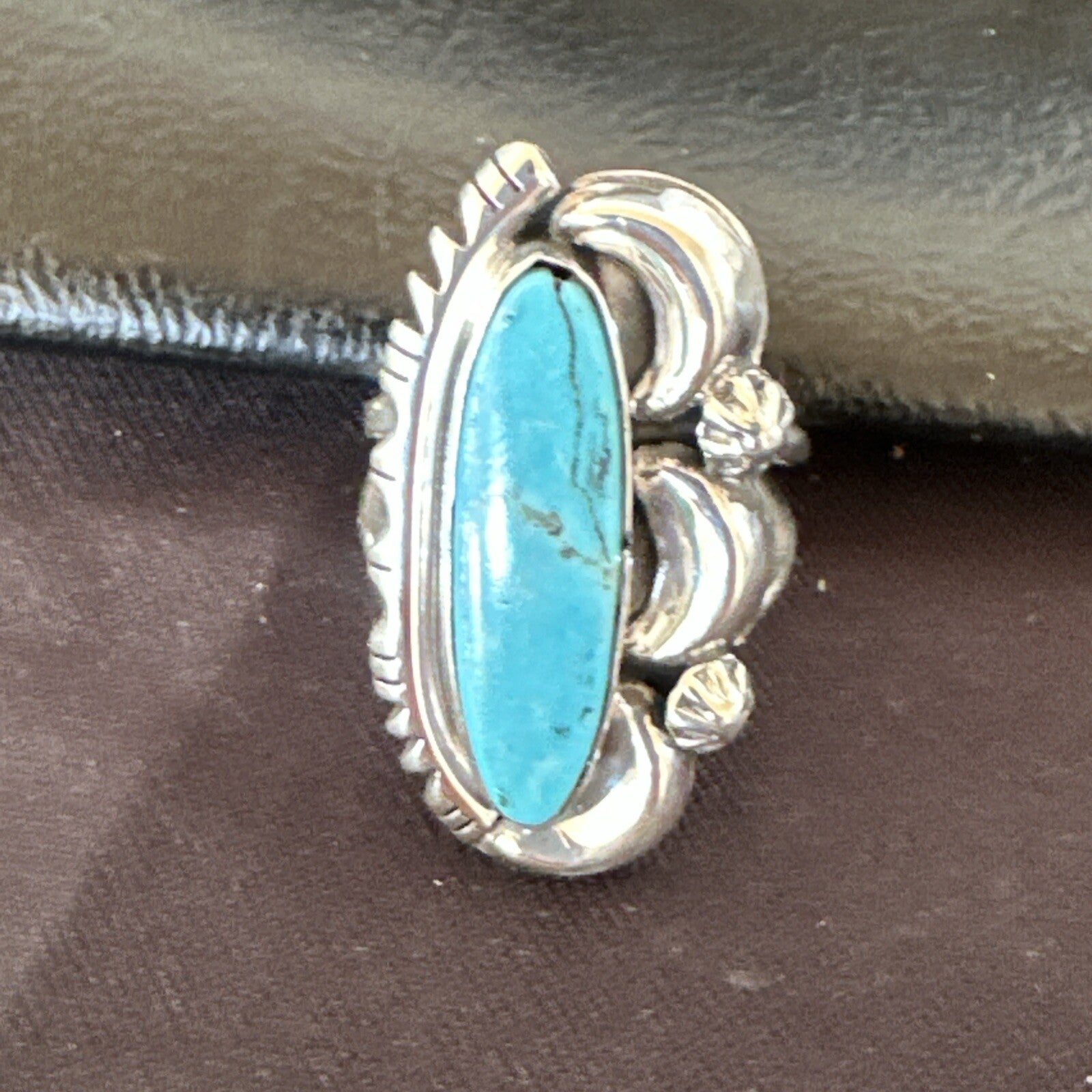 Blue Kingman Turquoise Navajo Sterling Silver Ring Size 7.5 18632