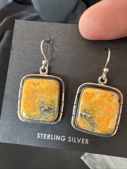 Womens Bumblebee Jasper Navajo Sterling Silver Earrings 15837
