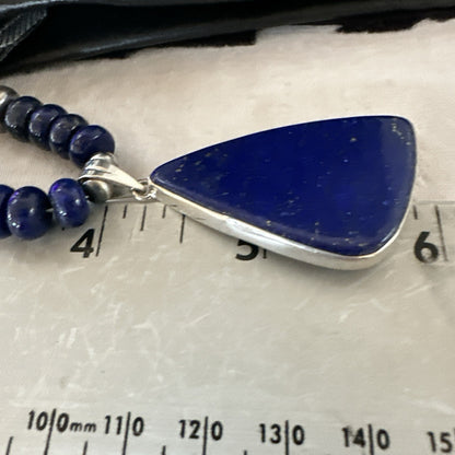 Lapis Turquoise Spiny Necklace Southwestern Sterling Silver Pendant 22” 19469