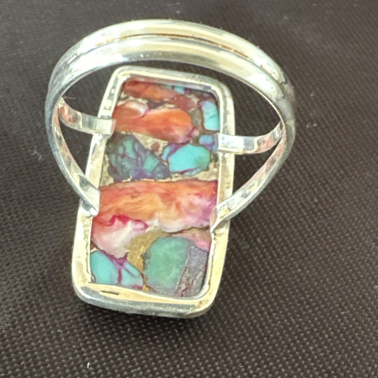 Blue Turquoise Spiny Oyster Navajo Sterling Silver Ring Size 9 18222