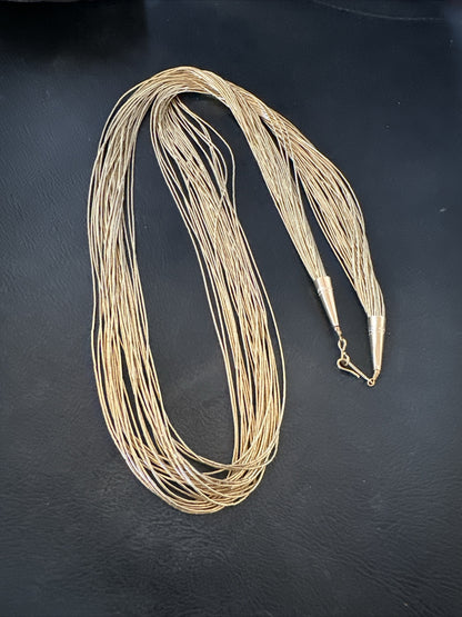Gold Filled Heishi Tubes 30 Strand Liquid Sterling Silver Necklace 28” 18057