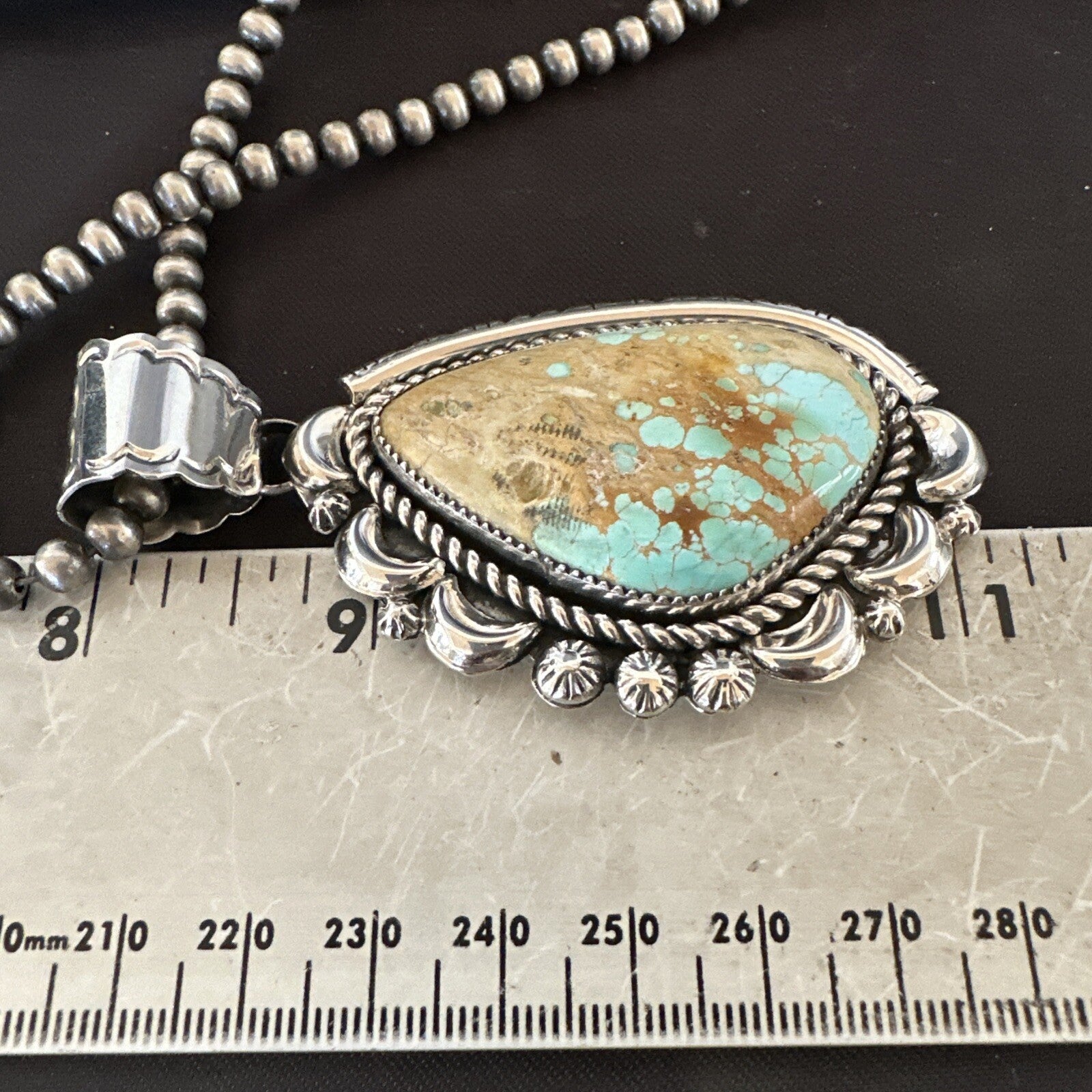 XXL Mens Royston Turquoise Pendant Navajo Pearls Sterling Silver Necklace 18745