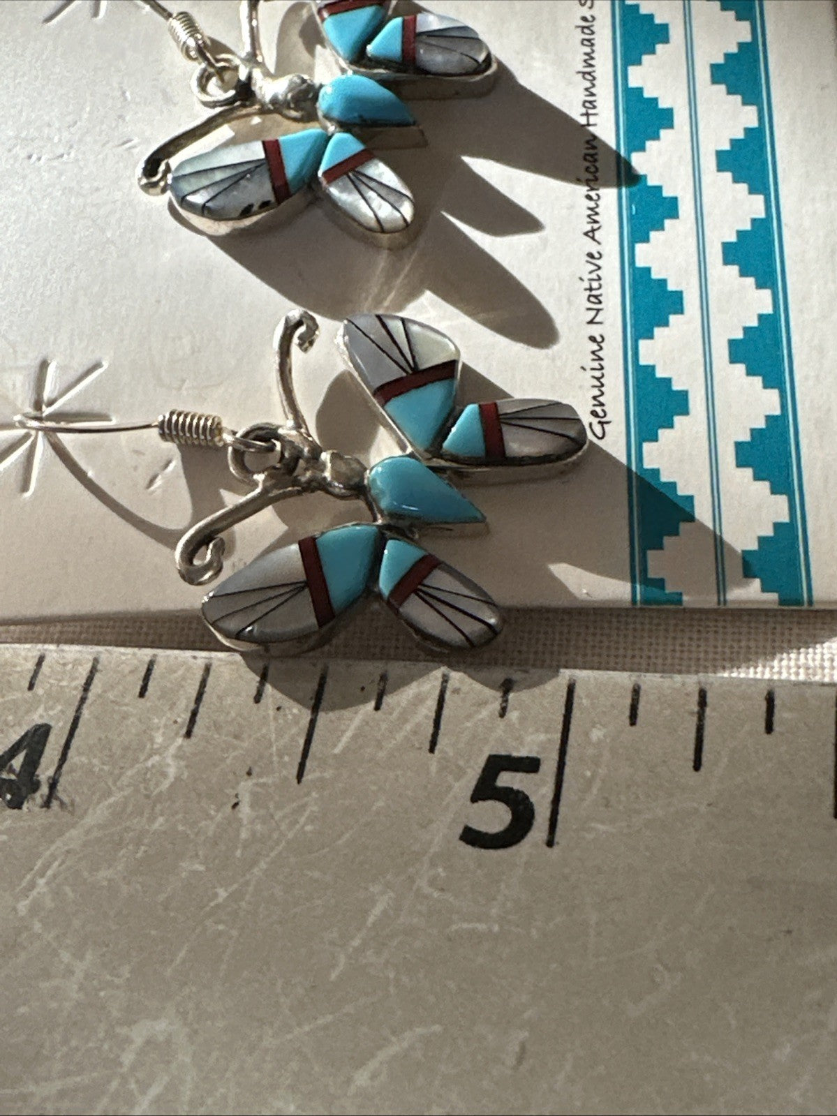 Butterfly Multicolor Turquoise MOP Inlay Sterling Silver Earrings 19816