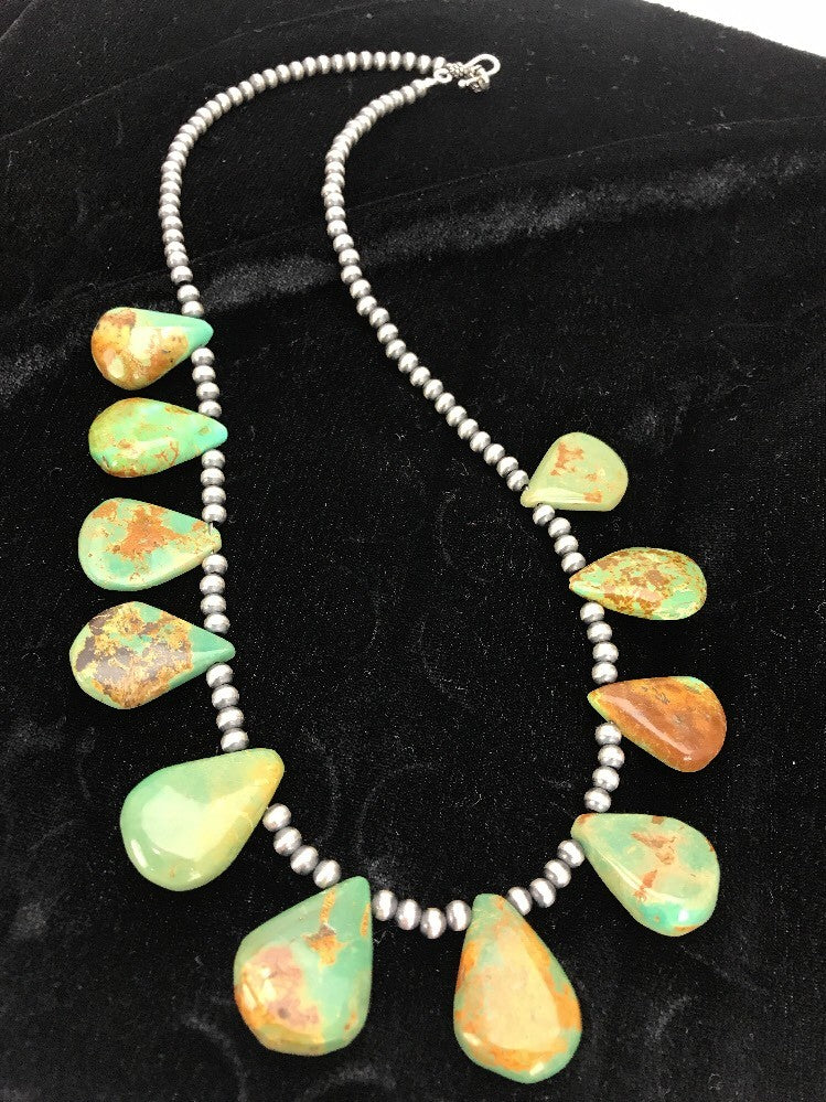 Native American Navajo Pearls St Silver Royston Turquoise Necklace 10072