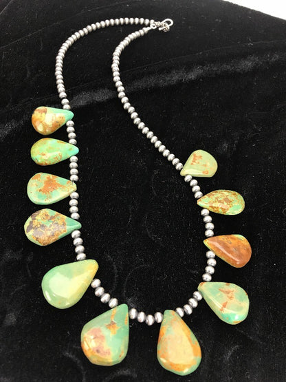 Native American Navajo Pearls St Silver Royston Turquoise Necklace 10072