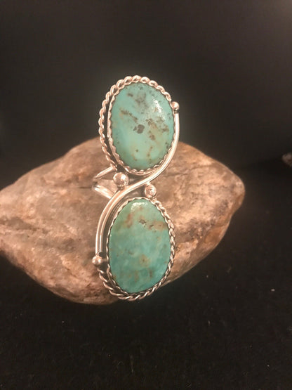 Apache Turquoise Navajo Sterling Silver Ring Size 9 02890