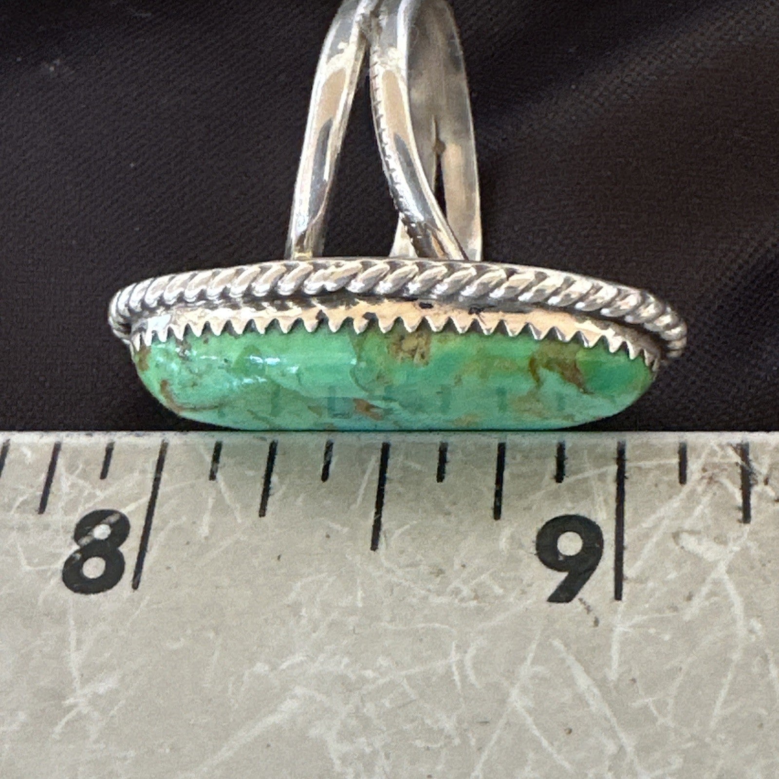 Navajo Sterling Silver Green Mohave Turquoise Ring Sz 8 19111