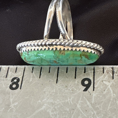 Navajo Sterling Silver Green Mohave Turquoise Ring Sz 8 19111