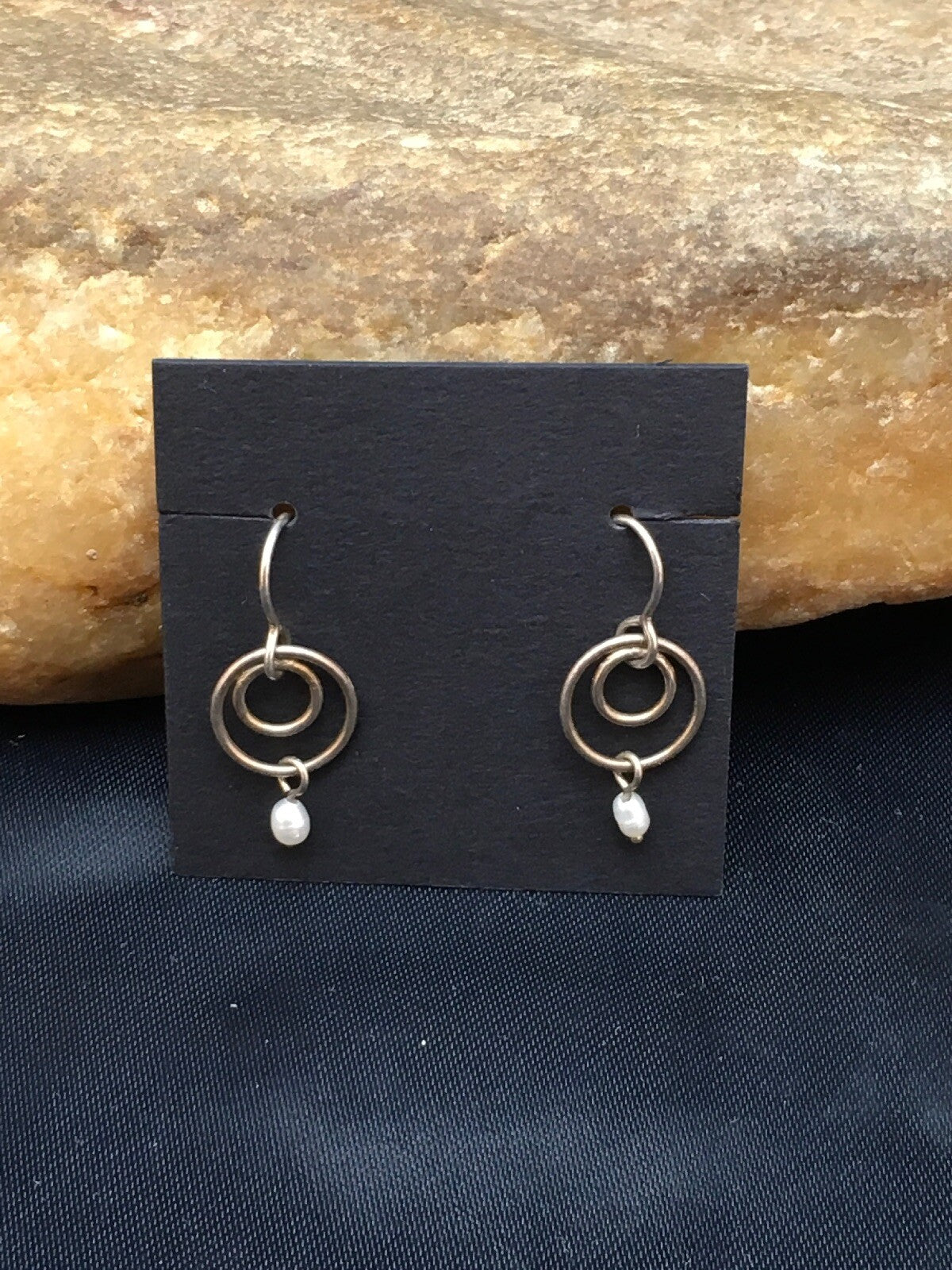 Native Navajo Sterling Silver Turquoise Bead Dangle Bear Paw Earrings 08785