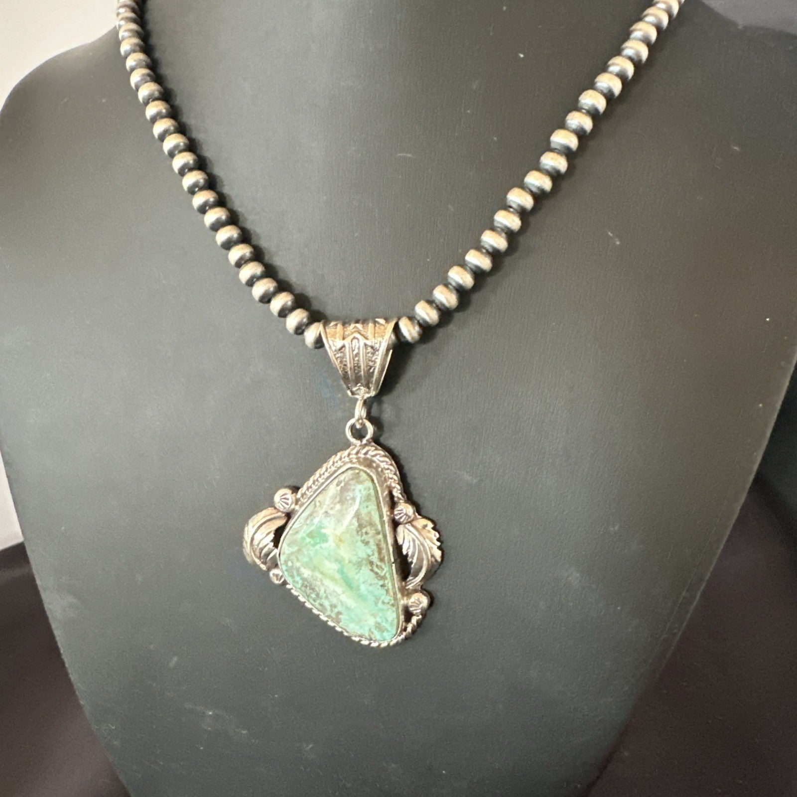 WoMens Navajo Pearls Sterling Silver Royston Turquoise Necklace Pendant 19363