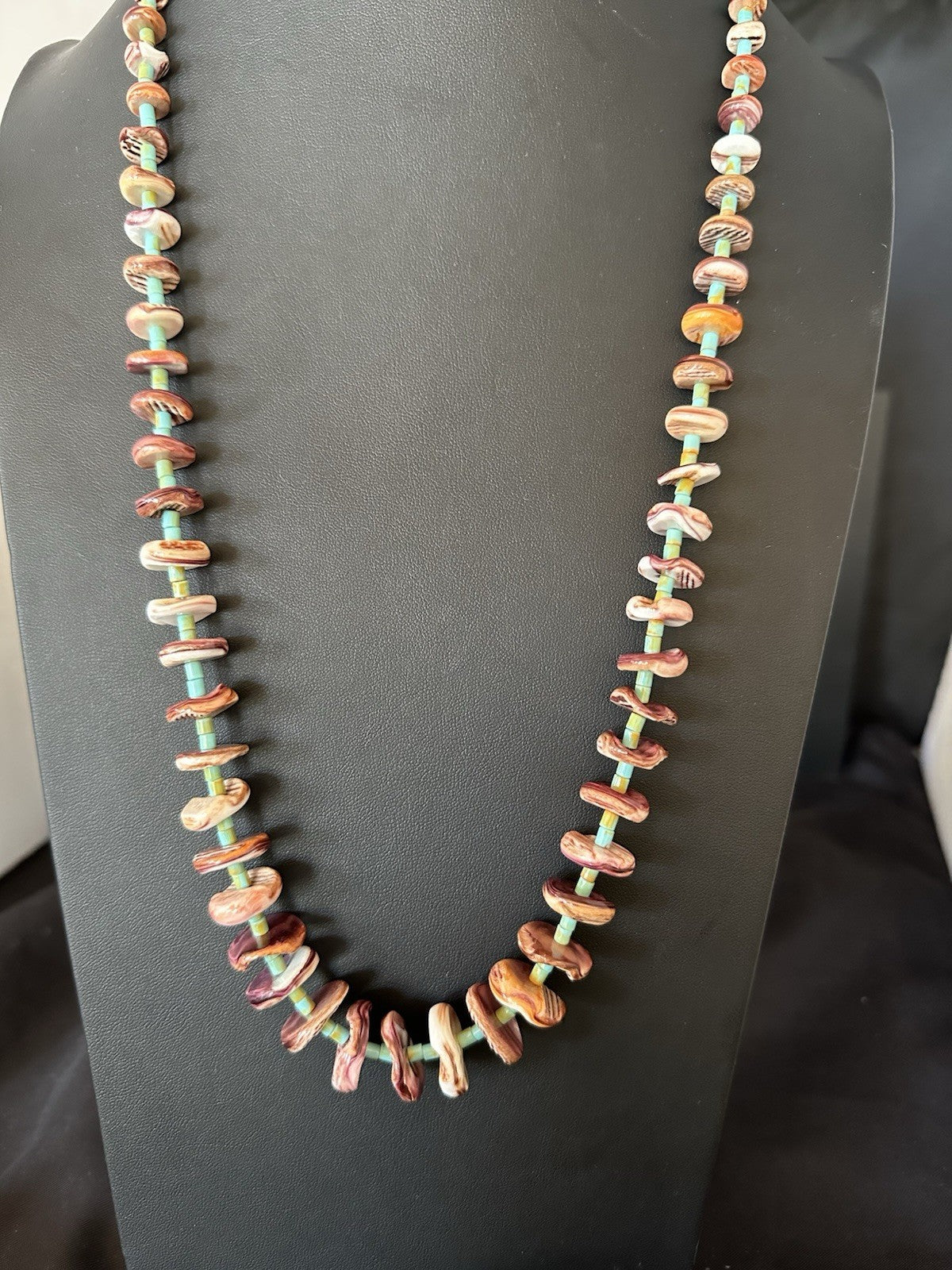 Purple Spiny Oyster Turquoise Navajo Pearls Sterling Silver Necklace 29” 19465