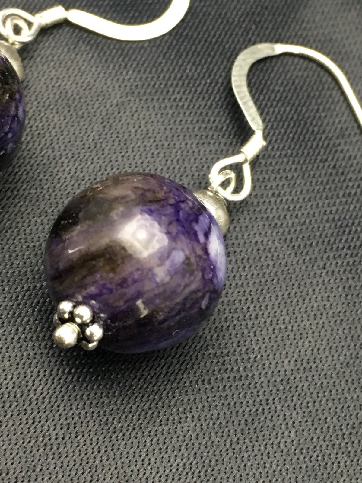Denim Lapis Chunky Southwestern Sterling Silver Dangle Earrings 02804