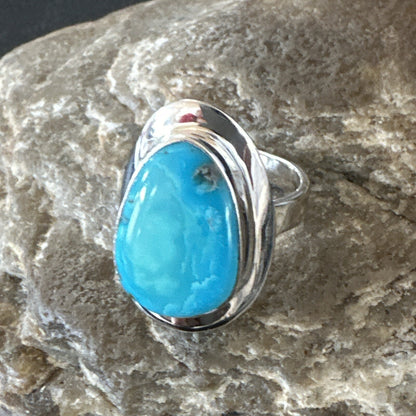 WoMens Sterling Silver Robin Egg Blue Kingman Turquoise Ring Size 9 17733