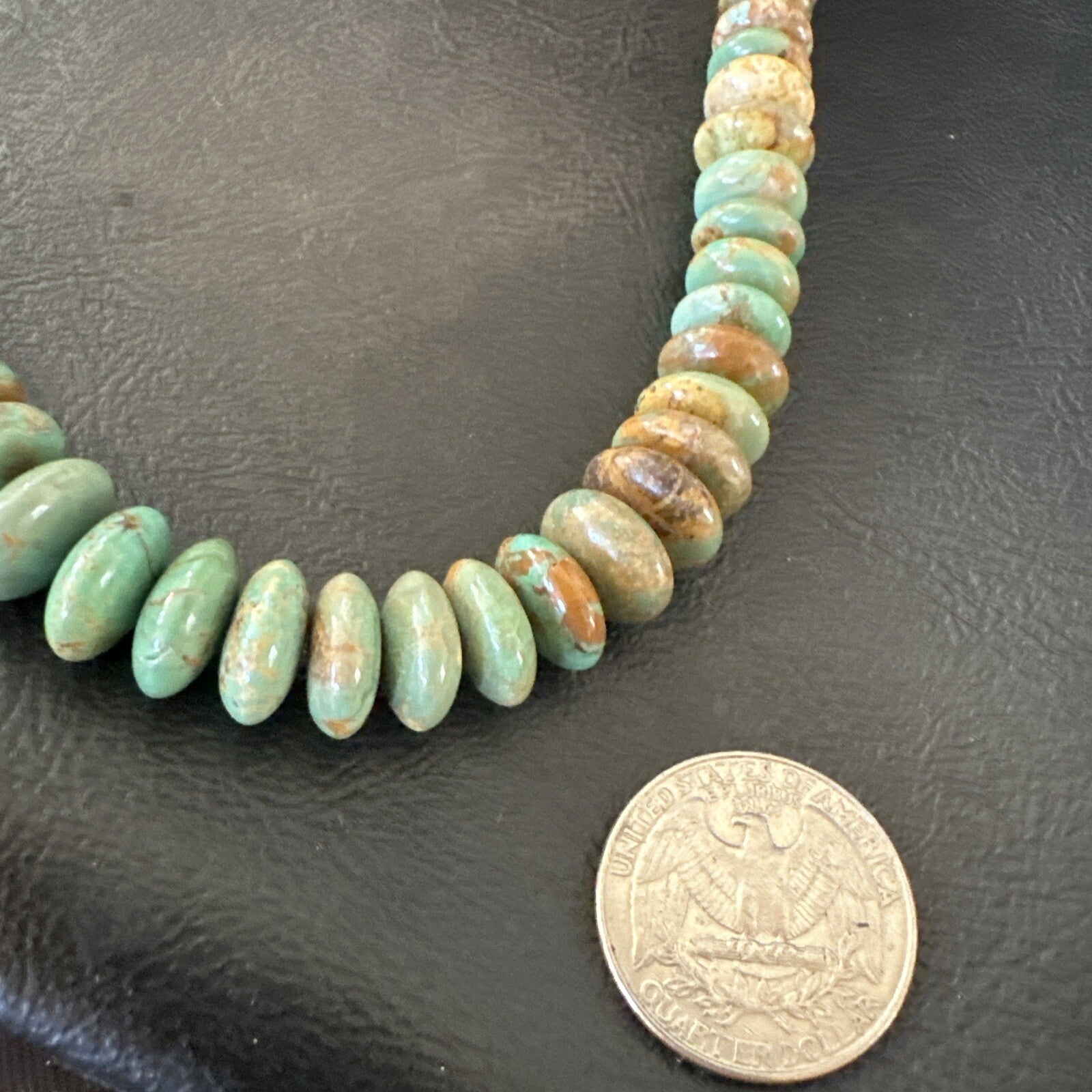 Green Turquoise Red Spiny Oyster Navajo Sterling Silver Necklace 22" 18361