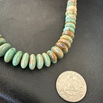 Green Turquoise Red Spiny Oyster Navajo Sterling Silver Necklace 22" 18361