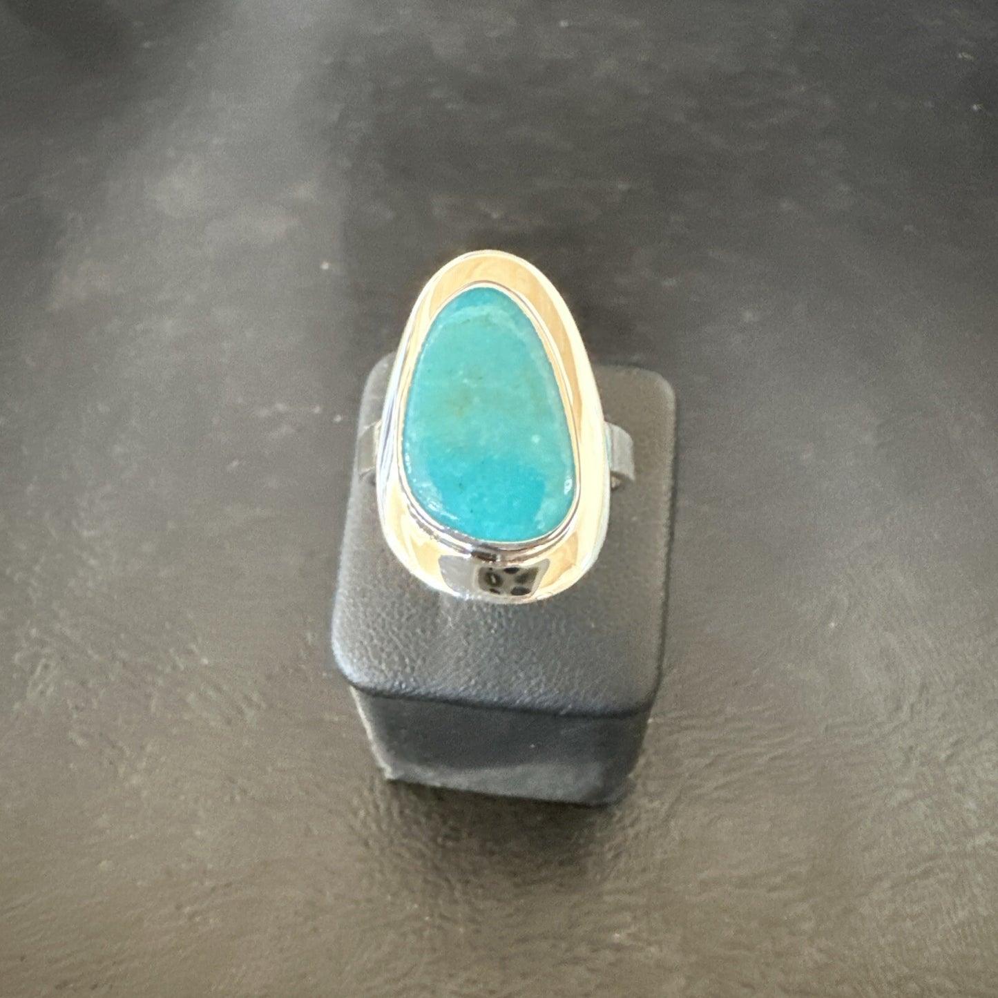 Southwestern Sterling Silver Blue Kingman Turquoise Ring Size 9 18526