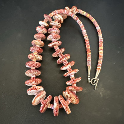 Purple Spiny Oyster Heishi Navajo Sterling Silver Necklace 24” 17781