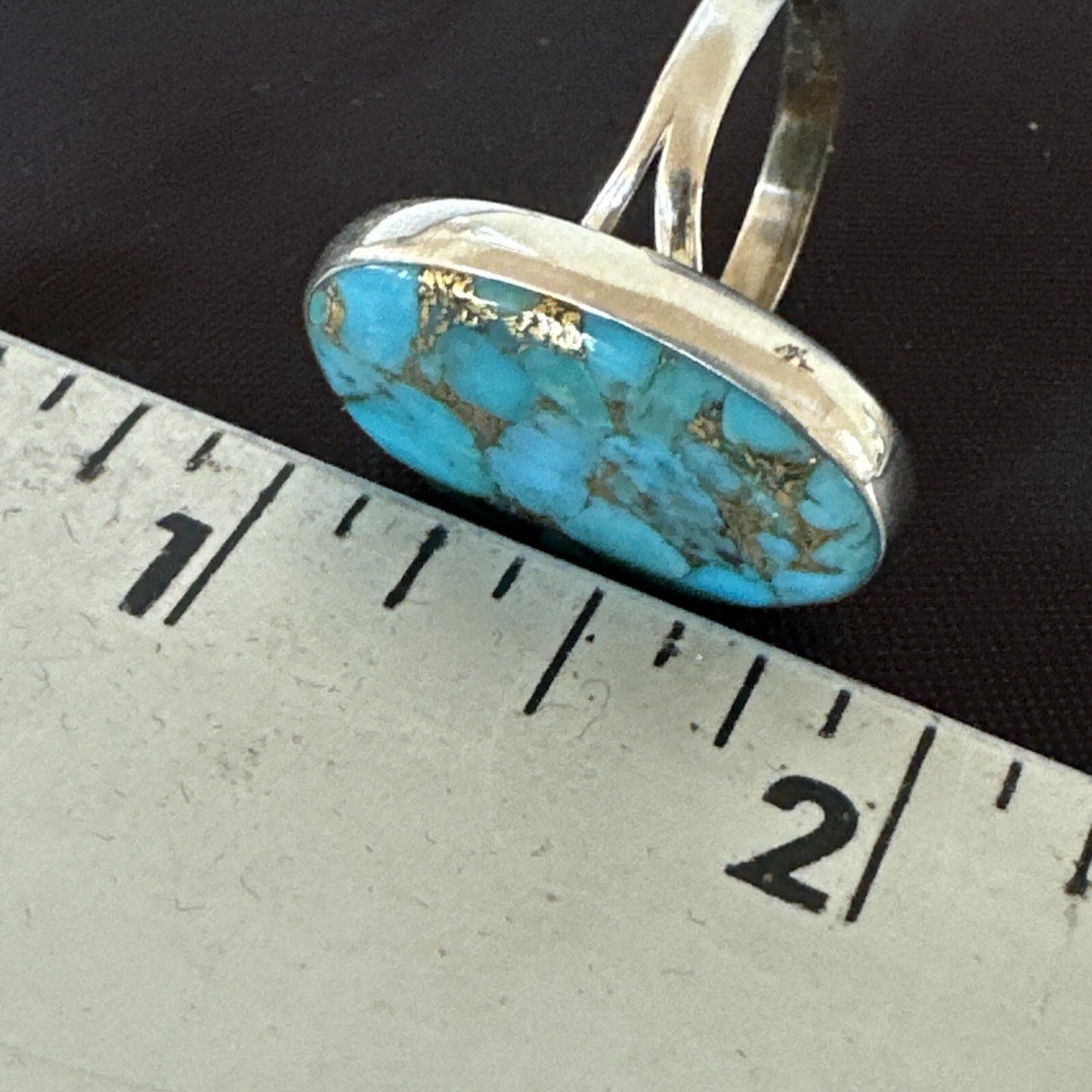 Mohave Native Navajo Sterling Silver Blue Turquoise Ring Sz 8 18243