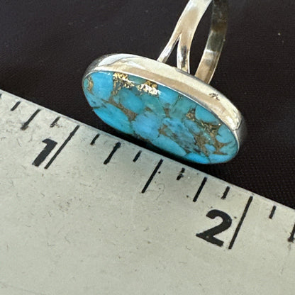 Mohave Native Navajo Sterling Silver Blue Turquoise Ring Sz 8 18243