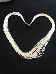 Liquid Tube Beads Heishi 30 Strands Necklace 17" | Sterling Silver | Authentic Native American Handmade | 10061