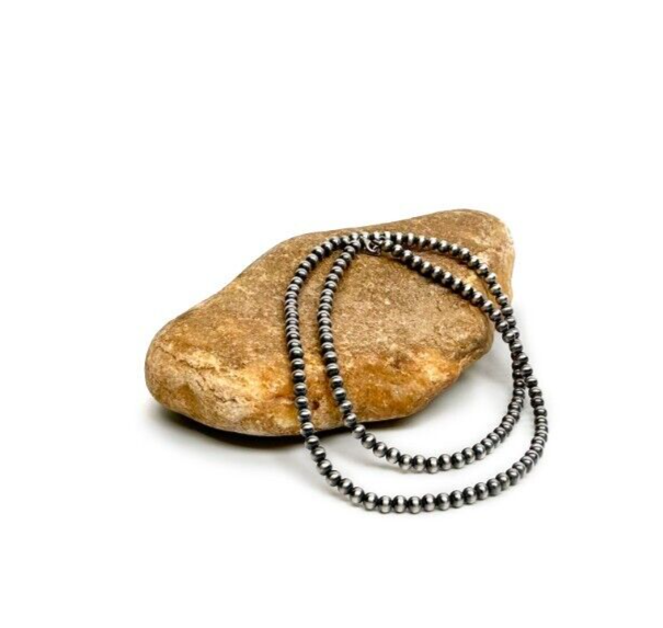 Native American 7mm Sterling Silver Navajo Pearls 20" Single Strand Necklace
