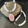 Southwestern Pink Queen Conch Bead Necklace Pendant 20" | Sterling Silver | Authentic Native American Handmade | 19580