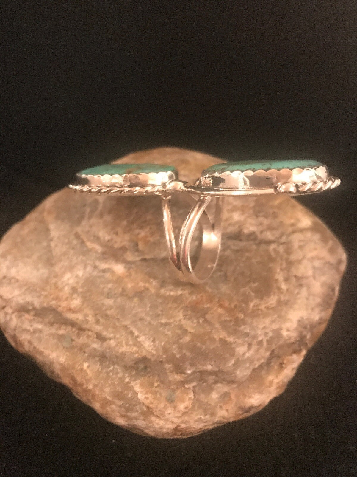 Apache Turquoise Navajo Sterling Silver Ring Size 9 02890