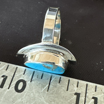Southwestern Sterling Silver Blue Kingman Turquoise Ring Size 7 18511